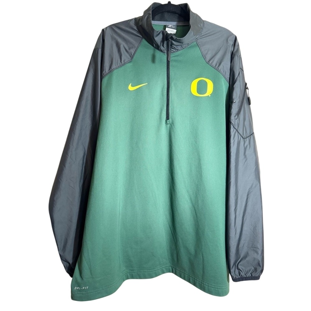 Nike Oregon Ducks Quarter Zip Pullover Jacket Mens Green Grey Windbreaker XXL